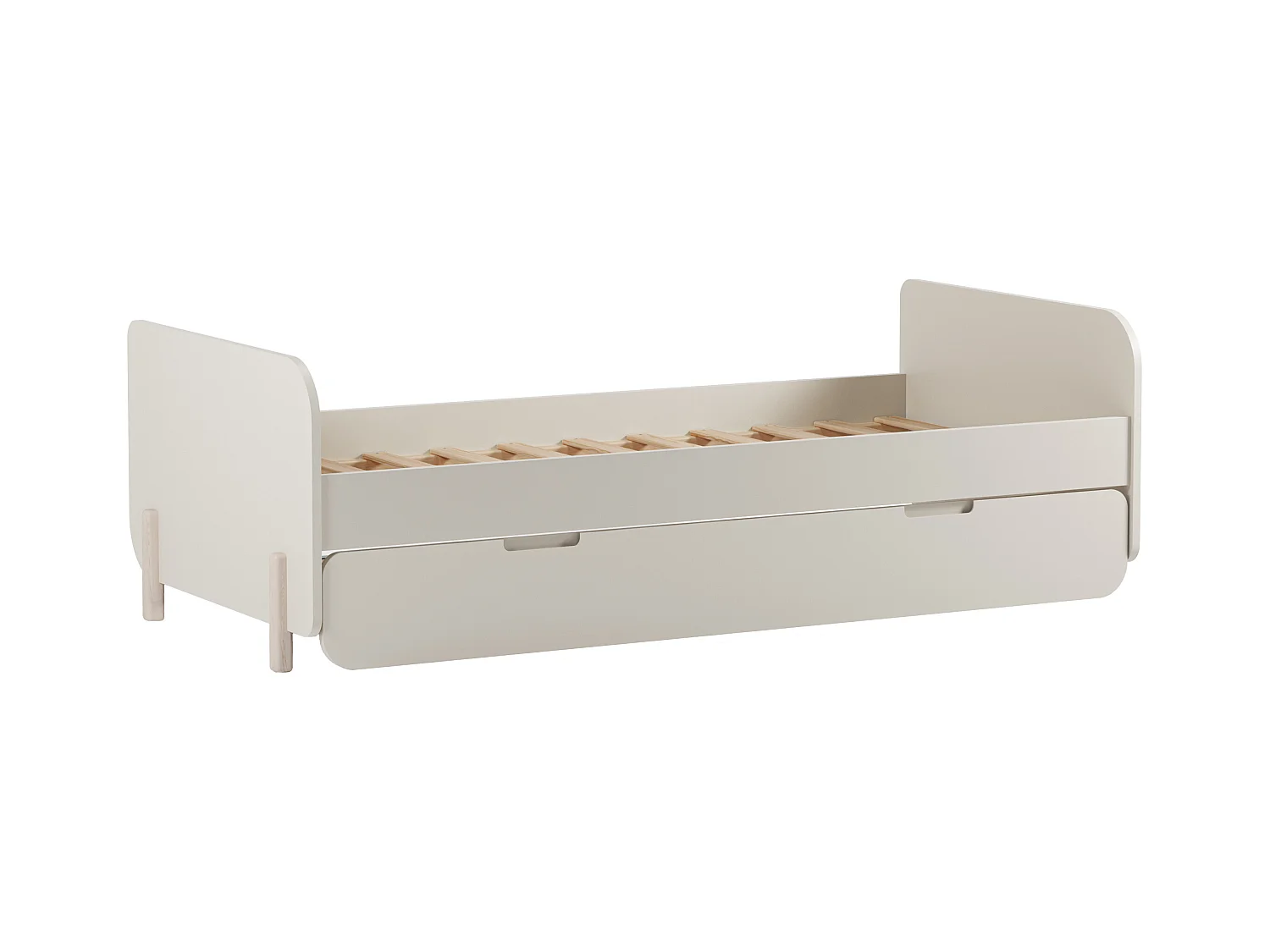 Ausziehbett + Matratzen - 2 x 90 x 190 cm - MDF & Kiefernholz - Holzfarben & Beige - TALUDO