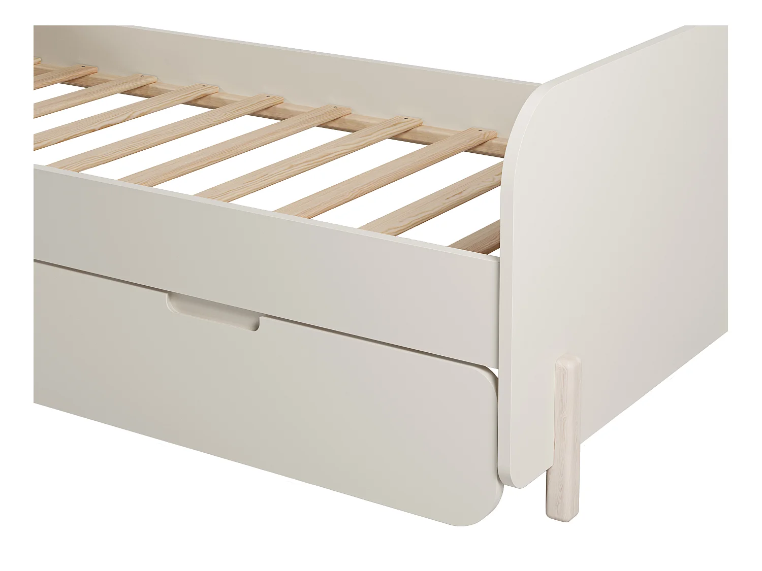 Ausziehbett + Matratzen - 2 x 90 x 190 cm - MDF & Kiefernholz - Holzfarben & Beige - TALUDO