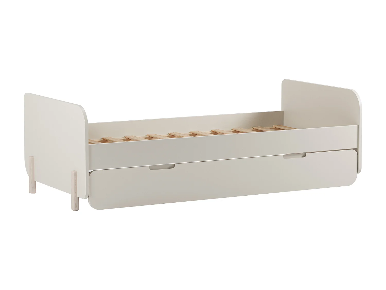 Lit gigogne 2 x 90 x 190 cm - MDF et pin - Coloris : Naturel et beige + Matelas - TALUDO