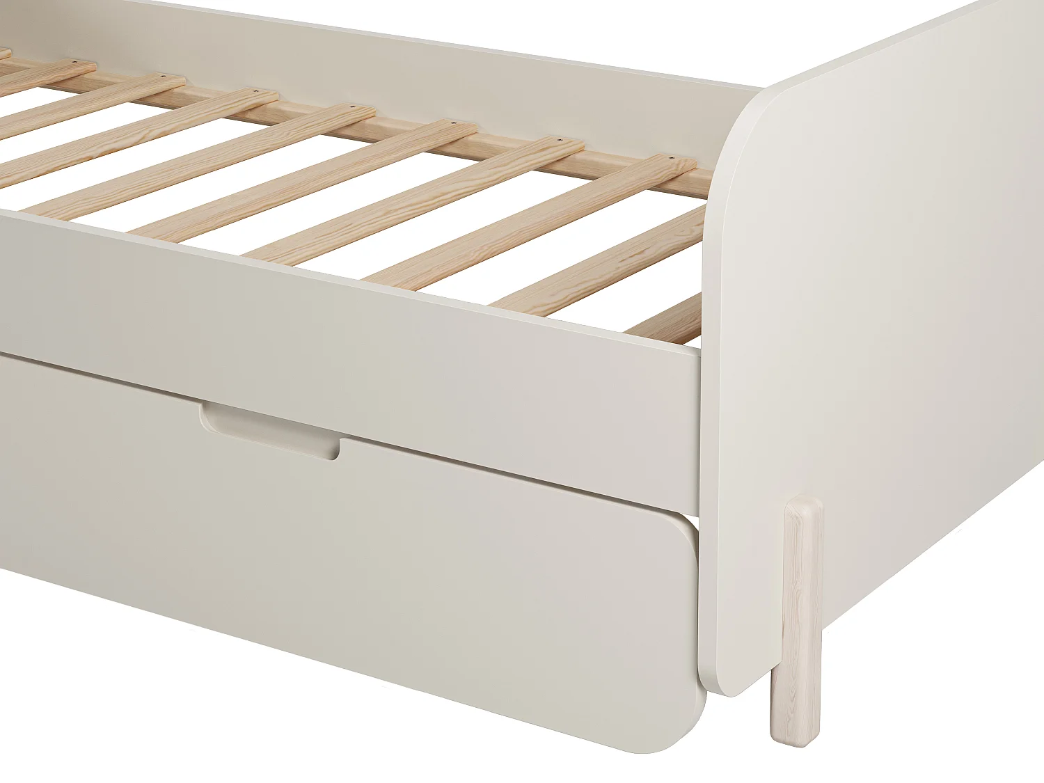 Lit gigogne 2 x 90 x 190 cm - MDF et pin - Coloris : Naturel et beige + Matelas - TALUDO