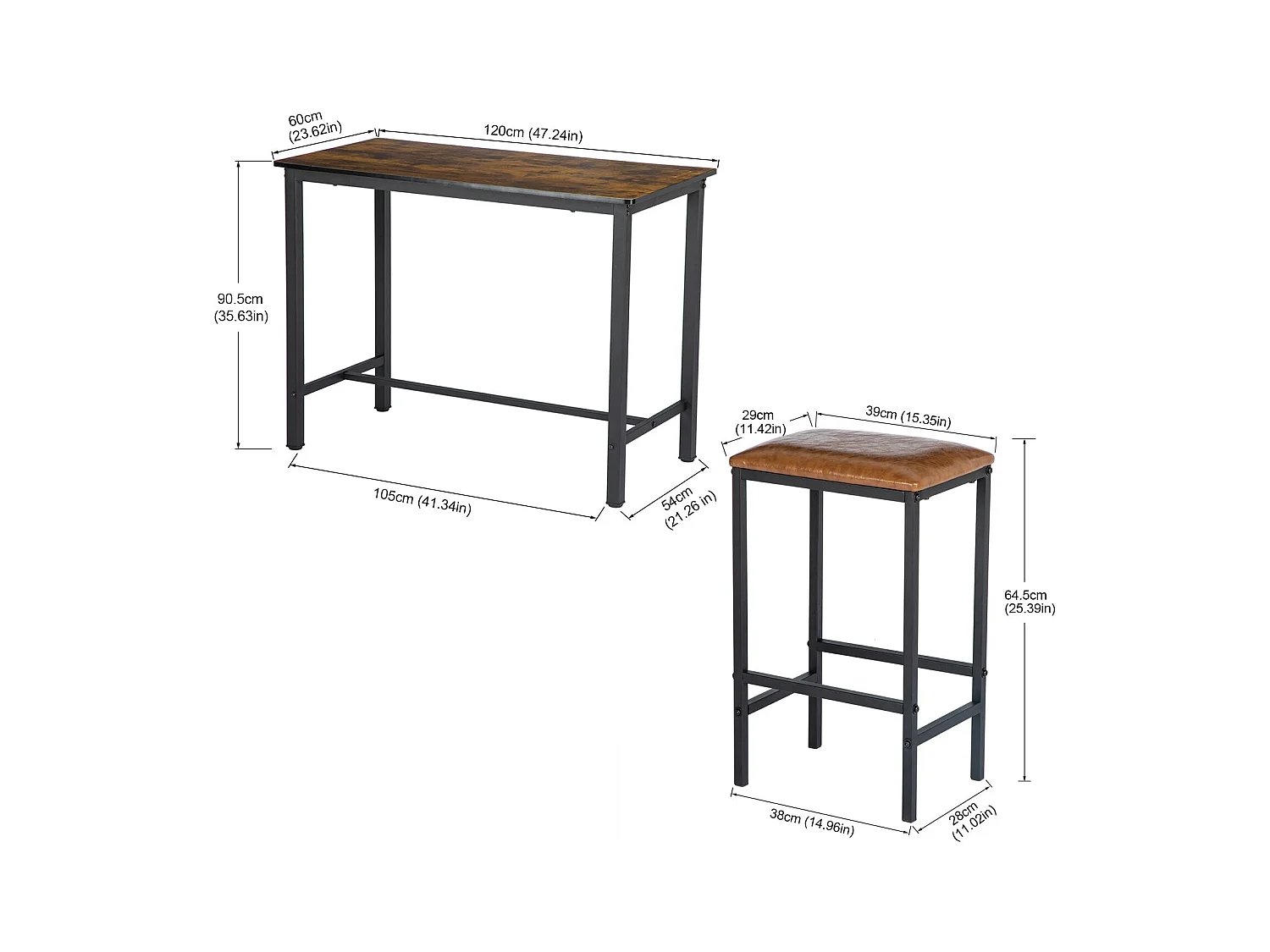 Ensemble de Table et Chaises - Table Naturelle et 4 Chaises en Cuir pour une Ambiance Contemporaine