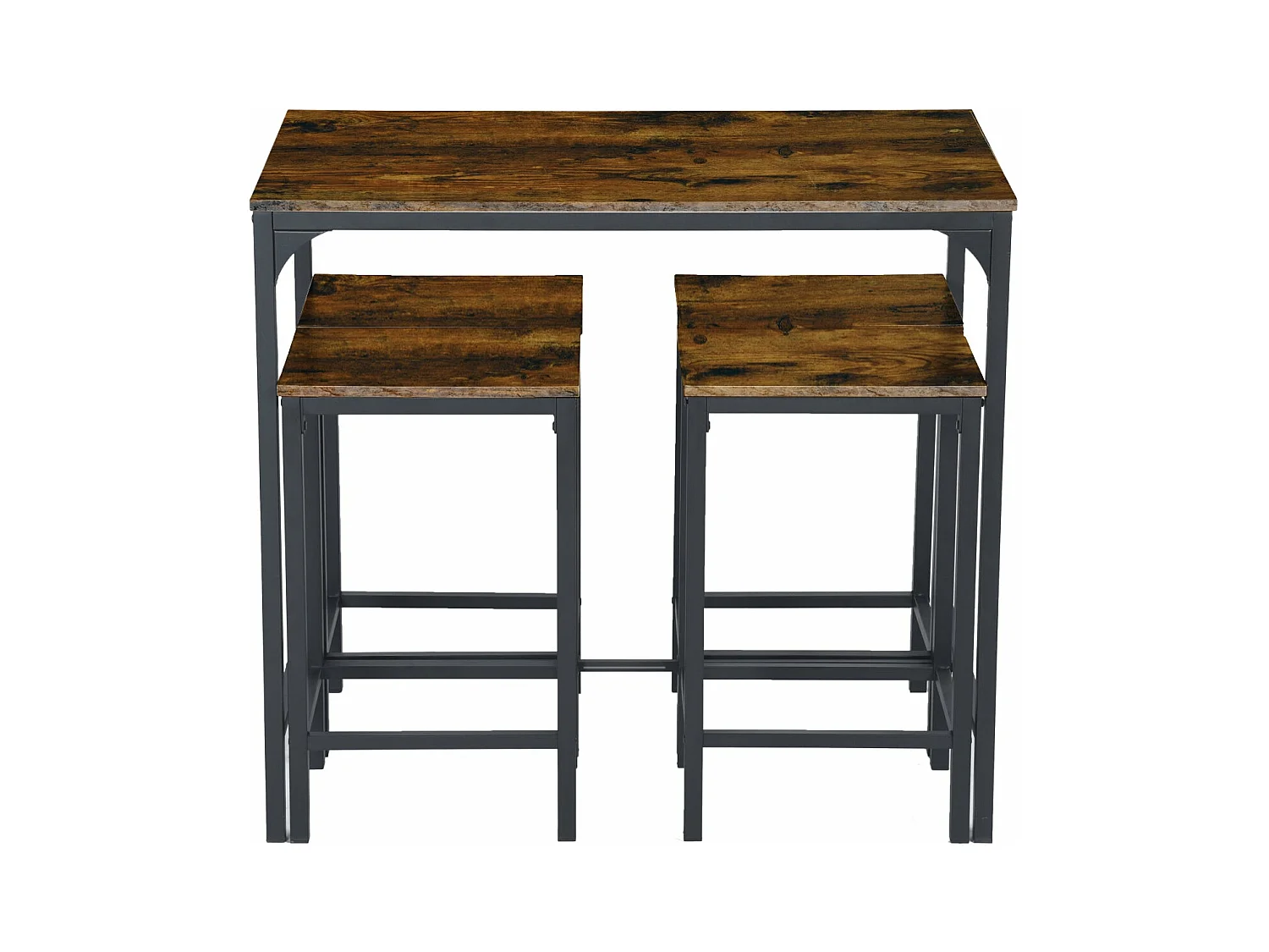 Ensemble Table de Salle à Manger, Table de Bar et chaises de Bar, Table Haute et 4 Tabouret -Marron