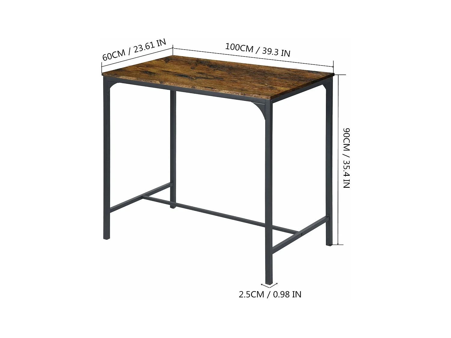 Ensemble Table de Salle à Manger, Table de Bar et chaises de Bar, Table Haute et 4 Tabouret -Marron