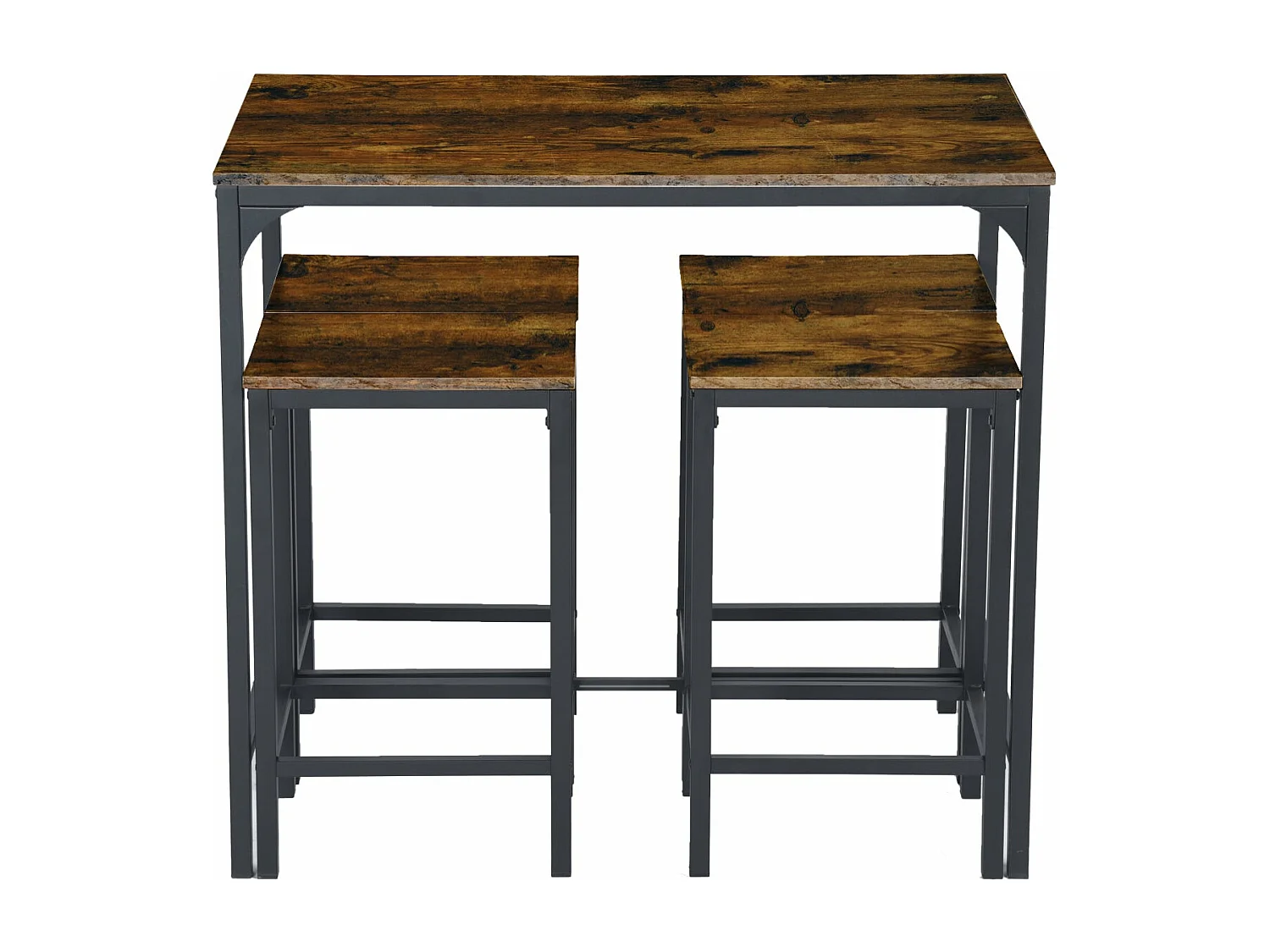 Ensemble Table de Salle à Manger, Table de Bar et chaises de Bar, Table Haute et 4 Tabouret -Marron