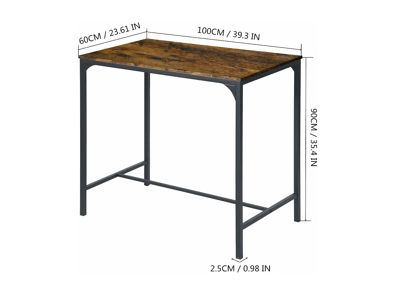 Ensemble Table de Salle à Manger, Table de Bar et chaises de Bar, Table Haute et 4 Tabouret -Marron