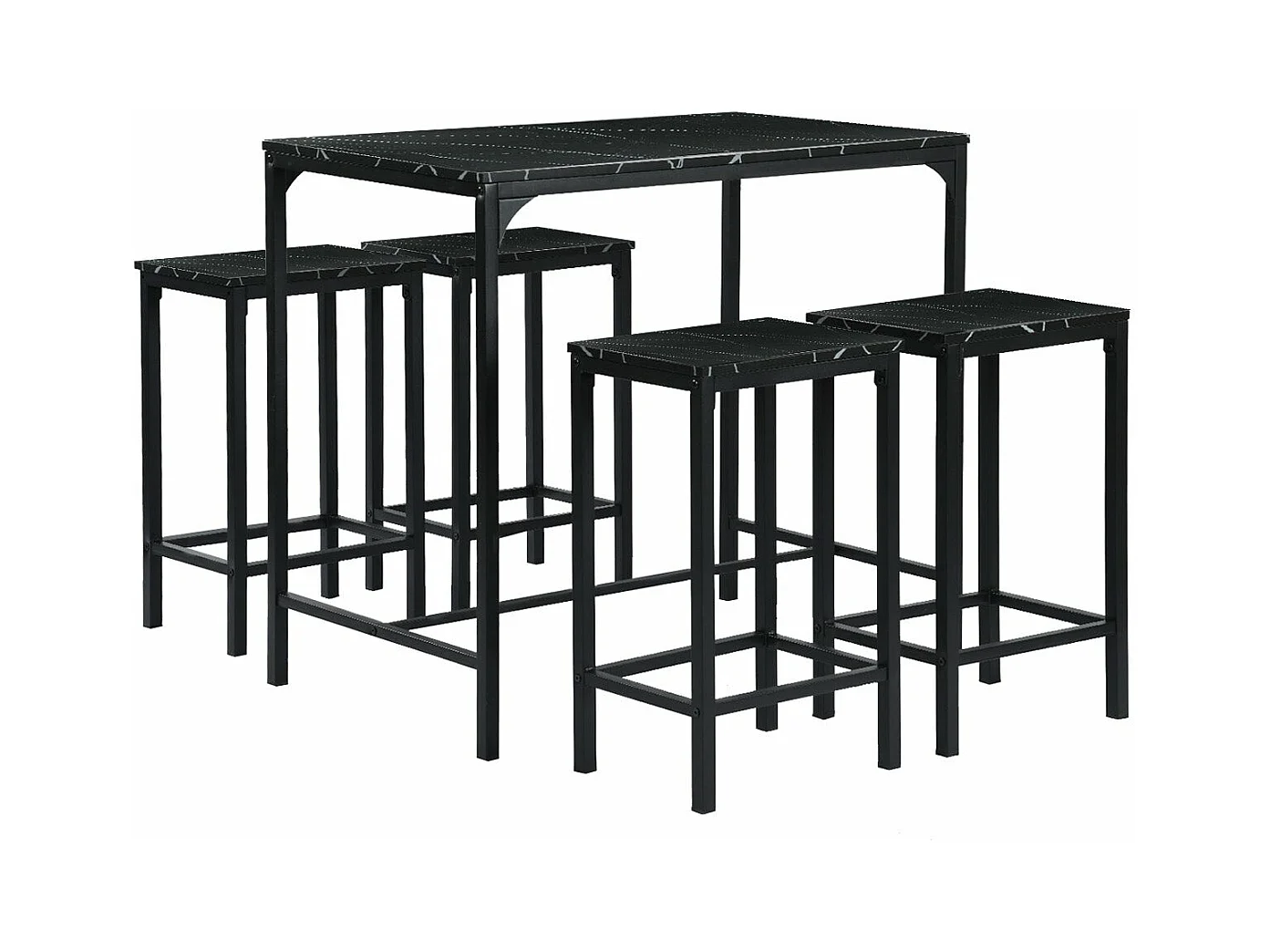Ensemble de Table de Bar avec 1 Table et 4 Chaises-style industriel