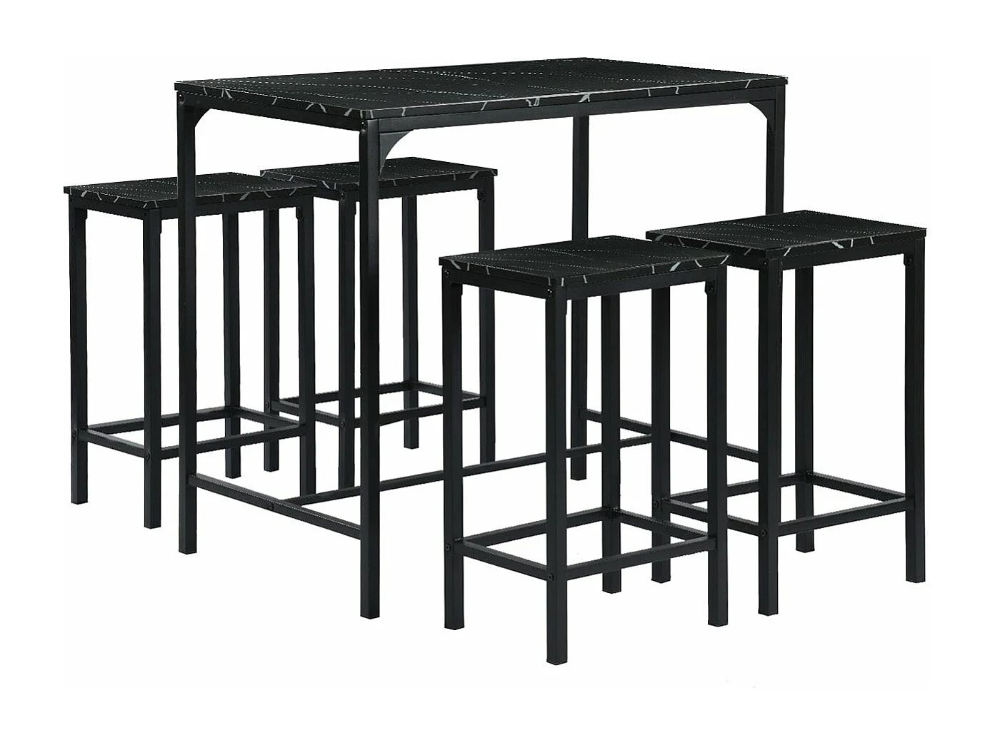 Ensemble de Table de Bar avec 1 Table et 4 Chaises-style industriel