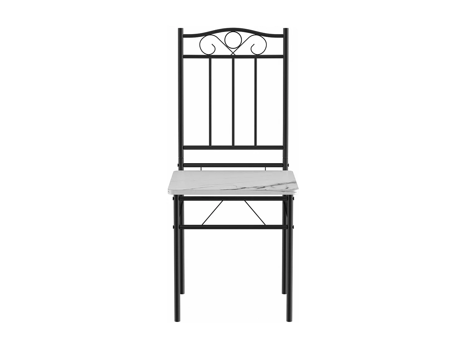 Ensemble table à manger 109x 69x 75 cm et 4 chaises - marbre noir et blanc - style industriel pour cuisine, salle à manger, salon