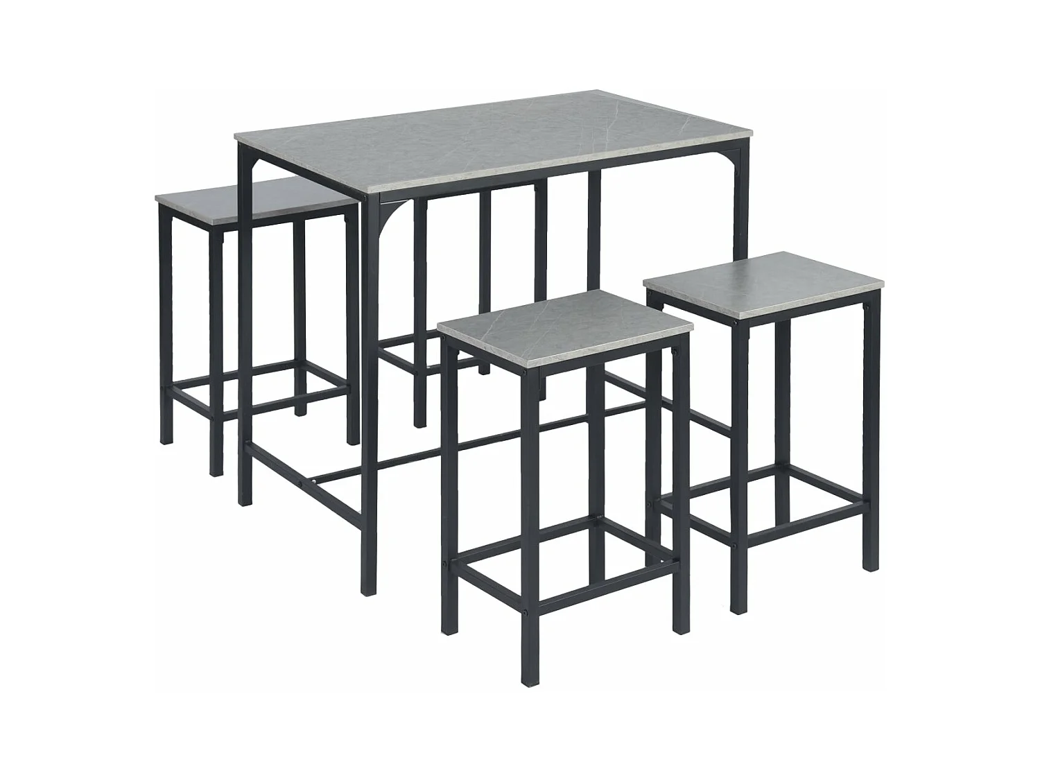 Eettafel en Barkrukken Grijs - Natuurlijk Design - Eenvoudige Installatie - Stevig en Duurzaam