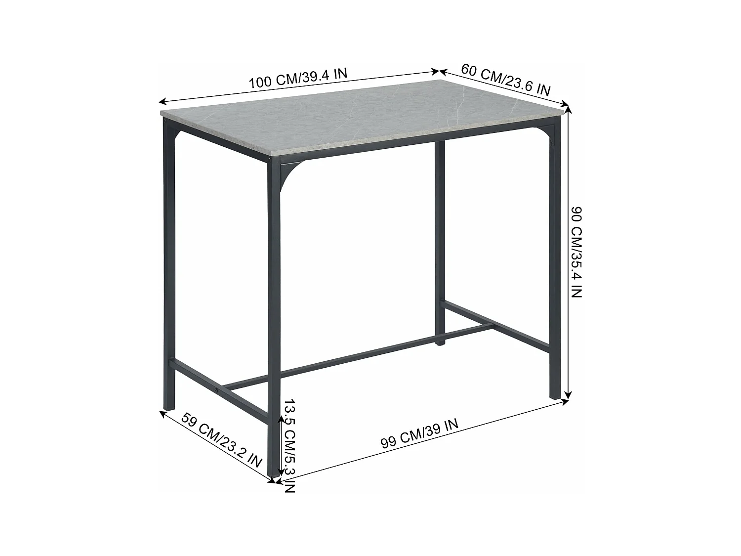 Eettafel en Barkrukken Grijs - Natuurlijk Design - Eenvoudige Installatie - Stevig en Duurzaam