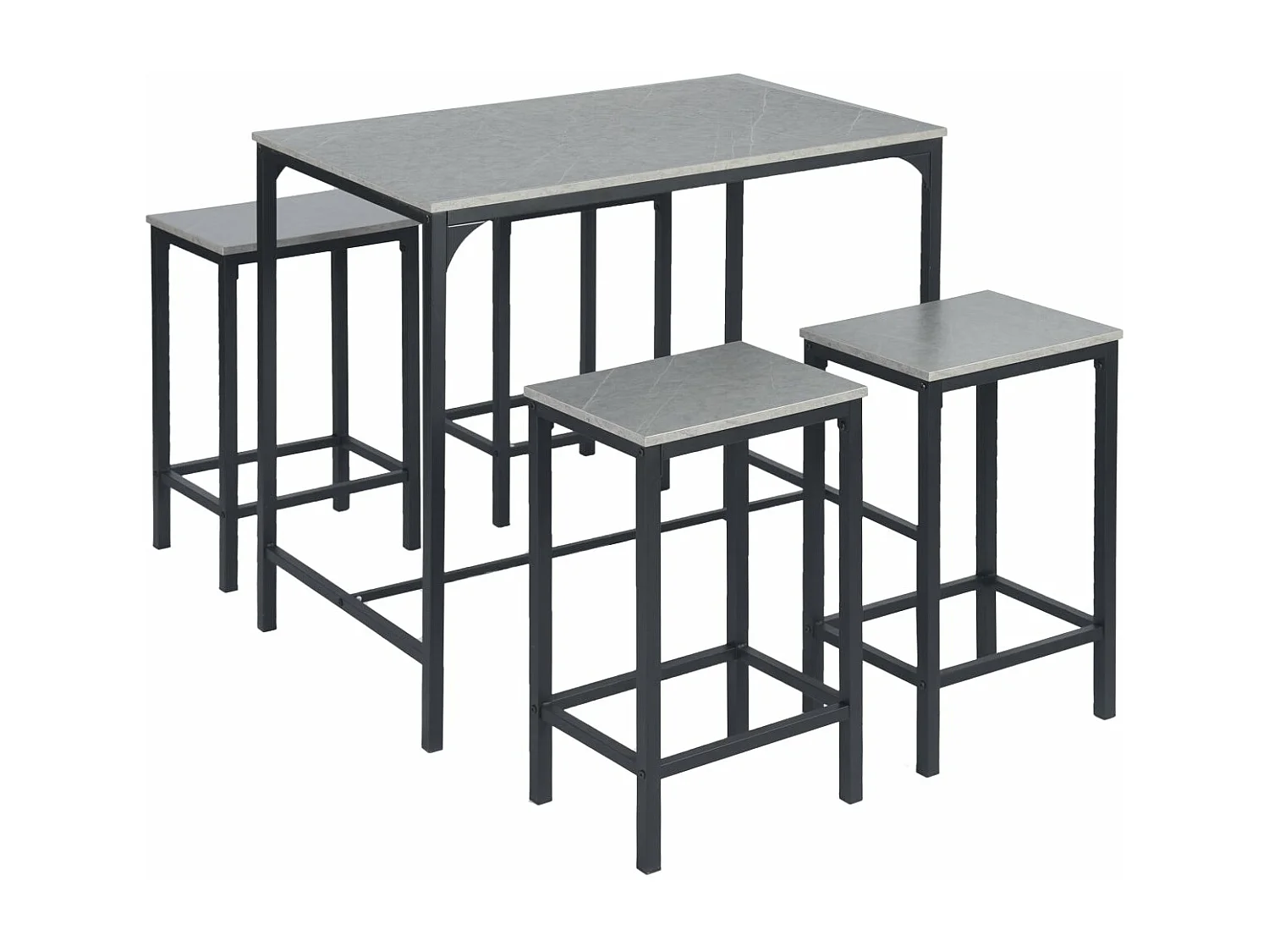 Ensemble Table de Salle à Manger, Table de Bar et chaises de Bar, Table Haute et 4 Tabouret, Gris