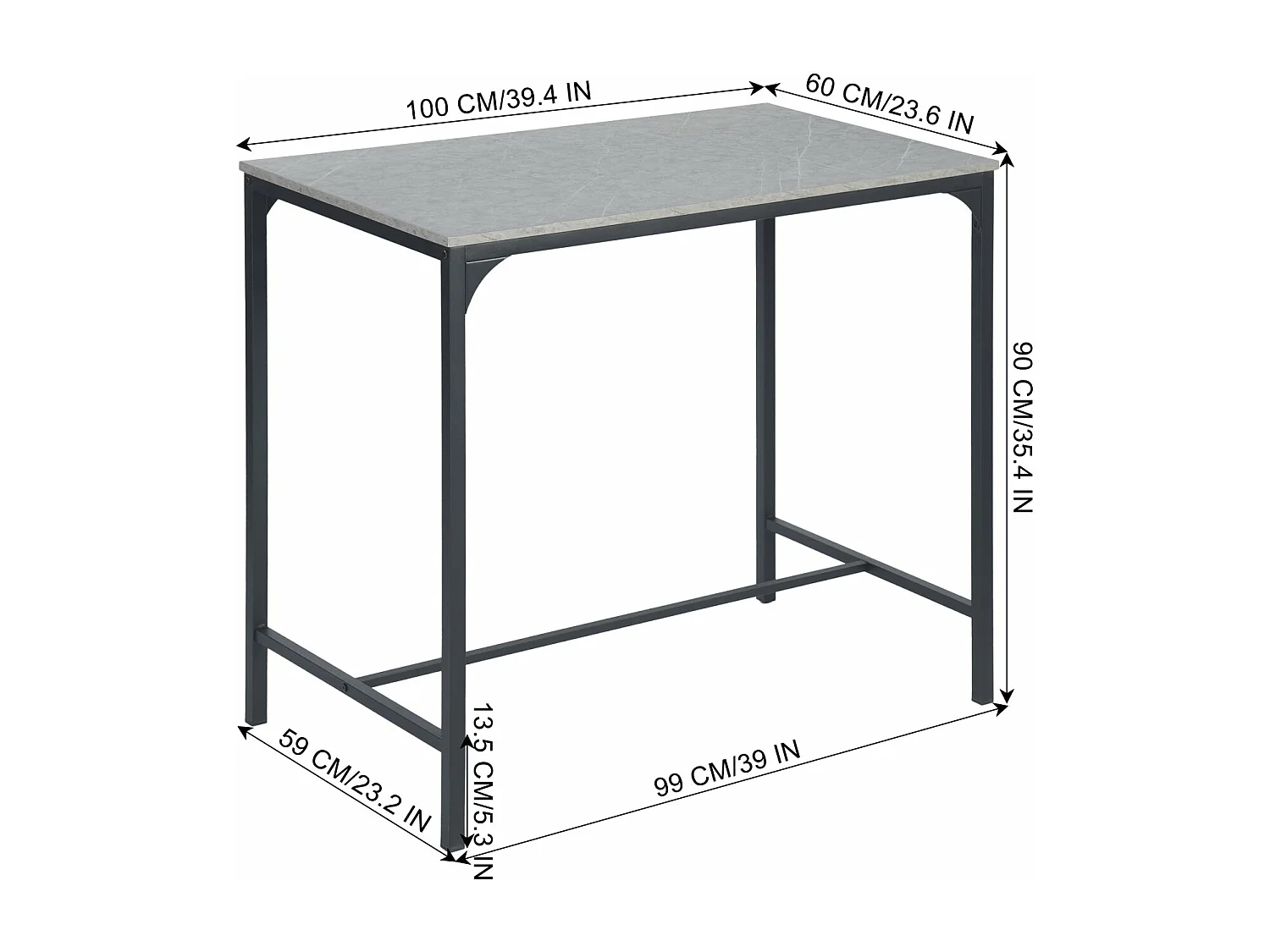 Ensemble Table de Salle à Manger, Table de Bar et chaises de Bar, Table Haute et 4 Tabouret, Gris
