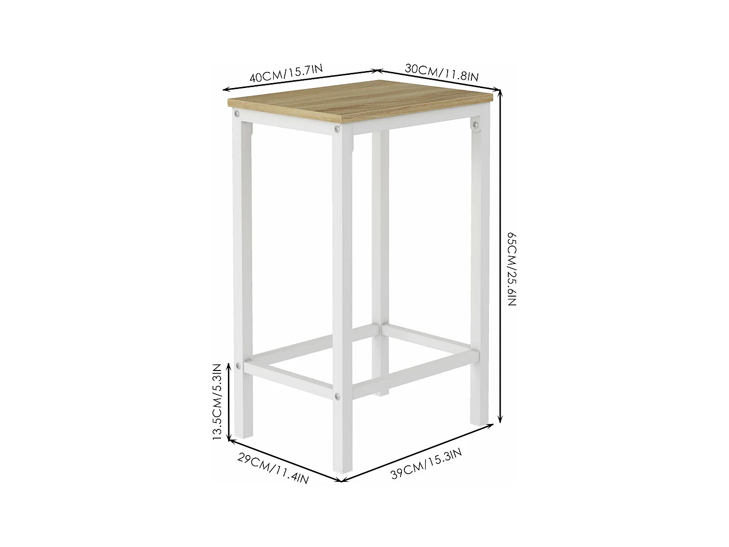 Ensemble Table de Salle à Manger, Table de Bar et chaises de Bar, Table Haute et 4 Tabouret, Chêne