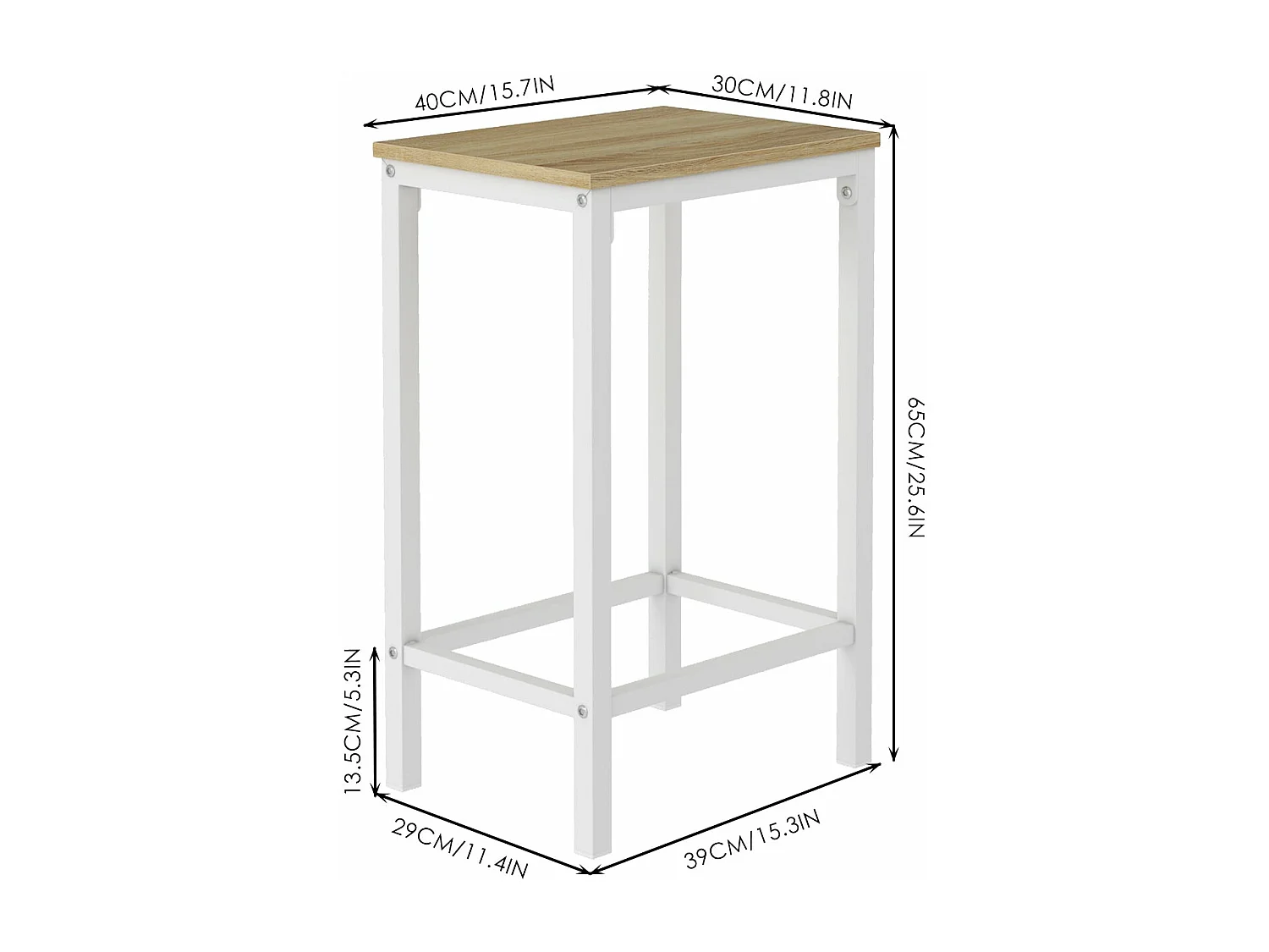 Ensemble Table de Salle à Manger, Table de Bar et chaises de Bar, Table Haute et 4 Tabouret, Chêne