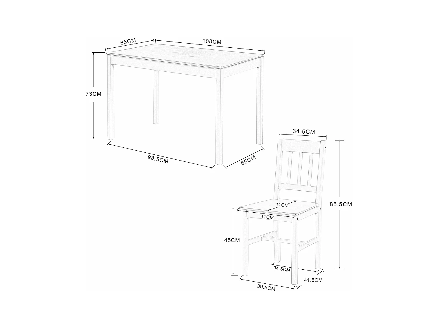 Tafel en Stoelenset van Puur Grenen Grijs en Wit - 5-delige Strakke Vormgeving