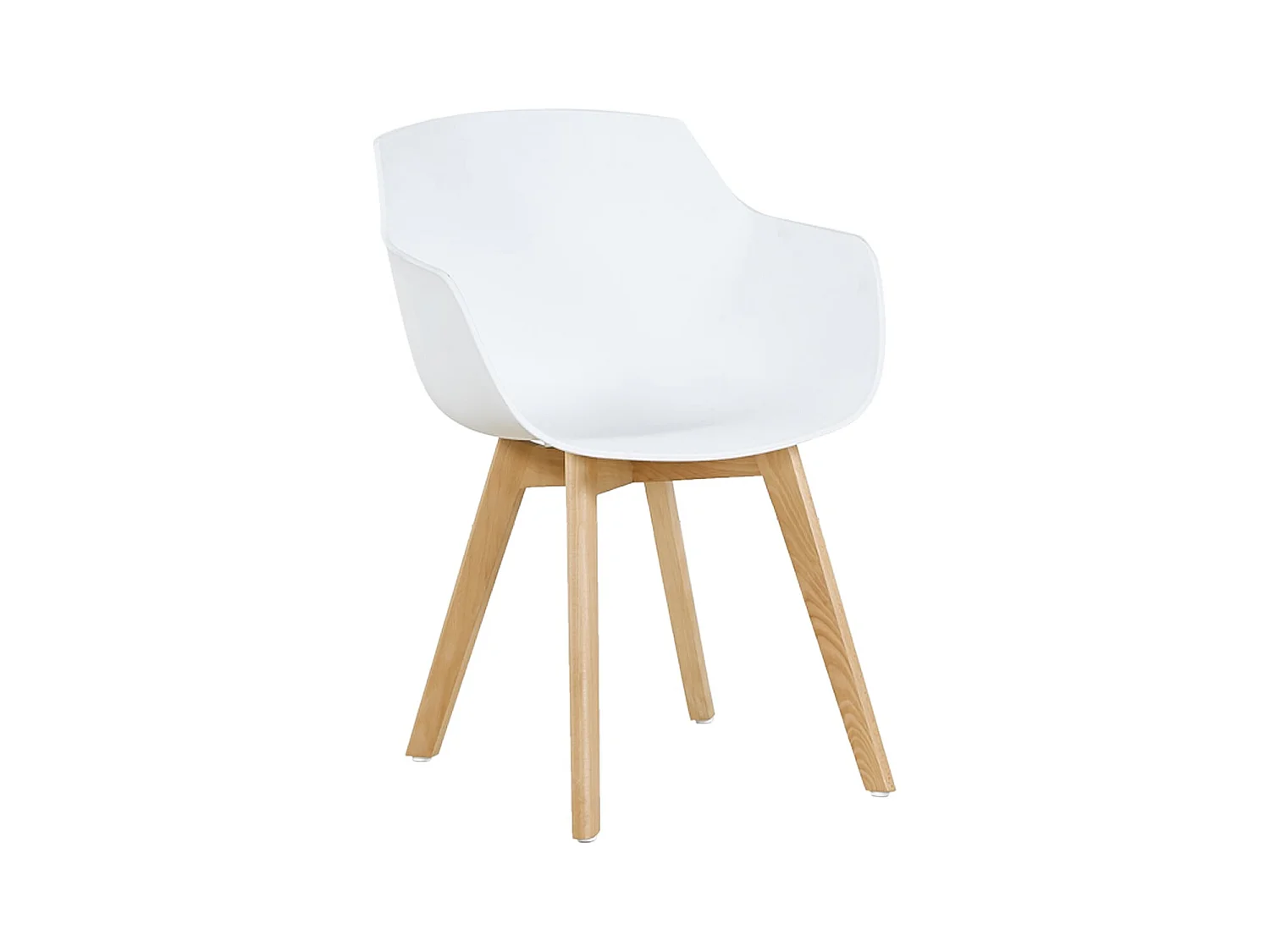 Lot de 2 Chaises Salle à Manger Fauteuils Scandinave de Cuisine avec Pieds en Bois de Hêtre Massif Blanc