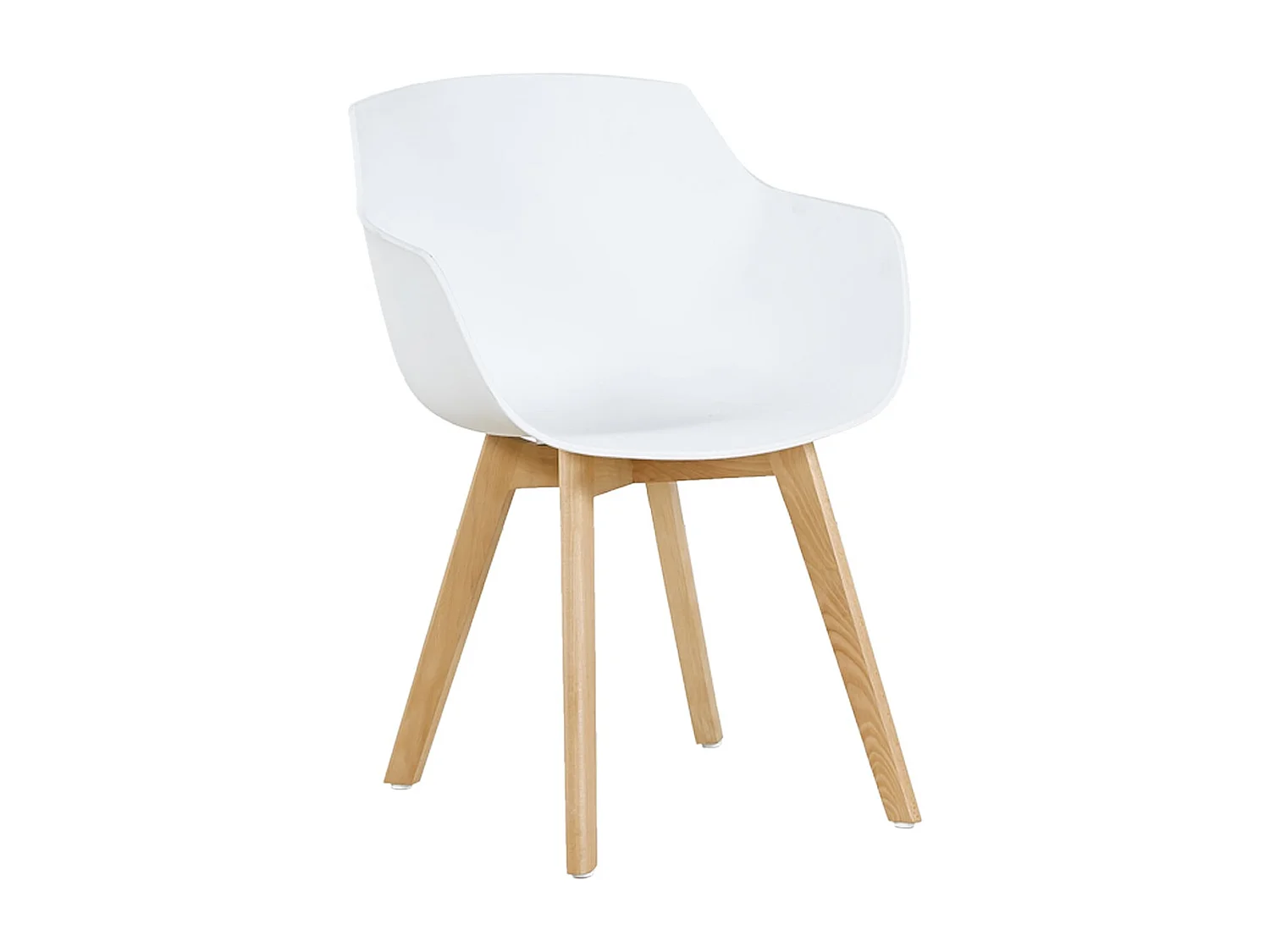 Lot de 2 Chaises Salle à Manger Fauteuils Scandinave de Cuisine avec Pieds en Bois de Hêtre Massif Blanc