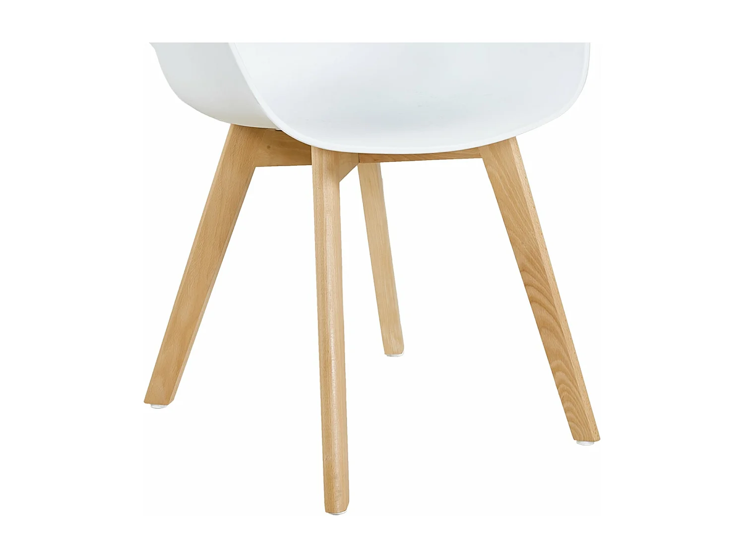 Lot de 2 Chaises Salle à Manger Fauteuils Scandinave de Cuisine avec Pieds en Bois de Hêtre Massif Blanc