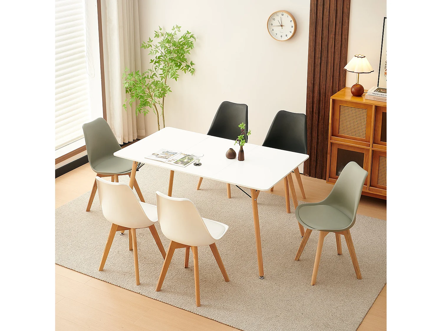 Mesa de Comedor Moderna Escandinava EGGREE Blanco 140x80x73.5 cm