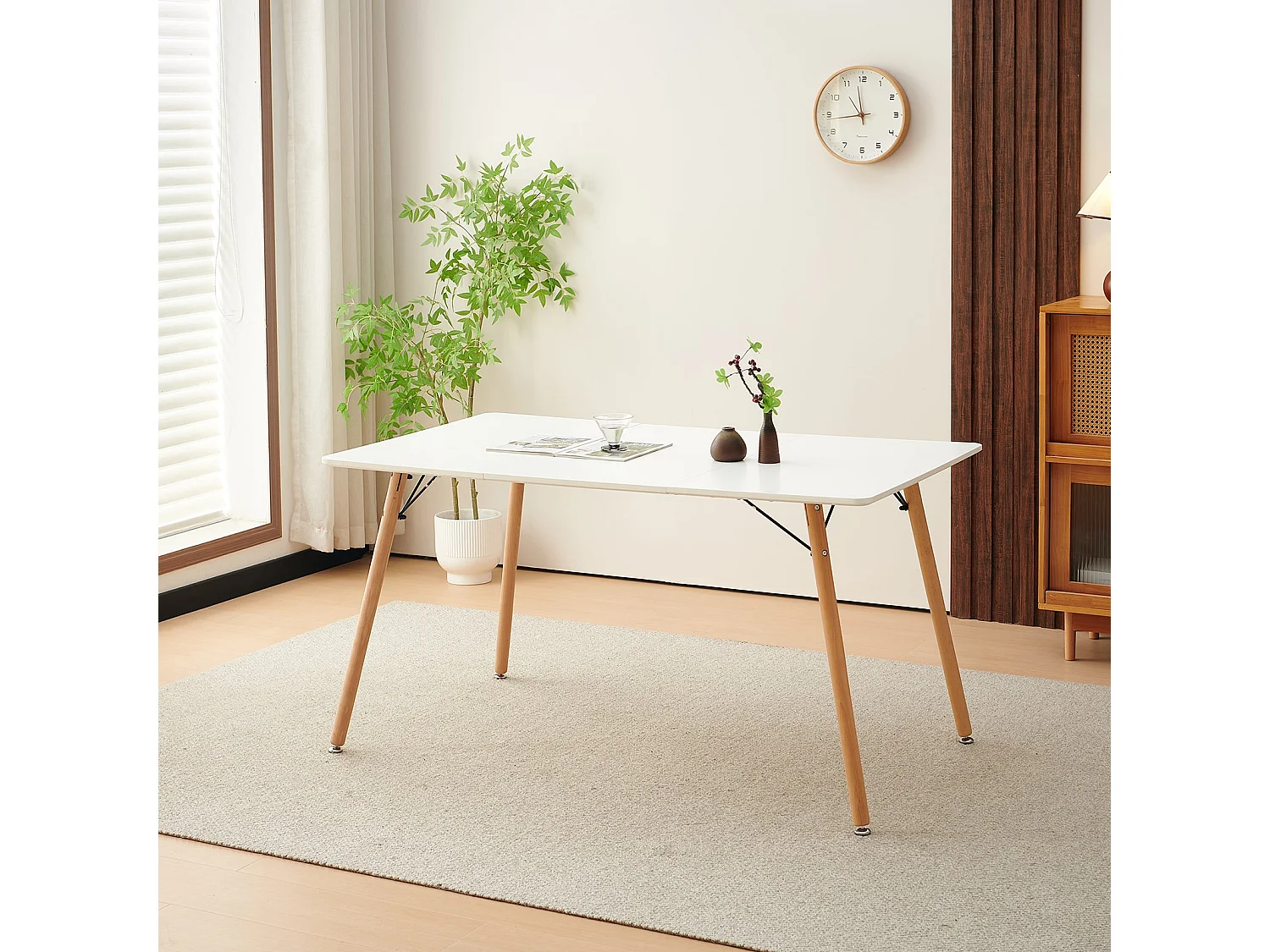 Mesa de Comedor Moderna Escandinava EGGREE Blanco 140x80x73.5 cm