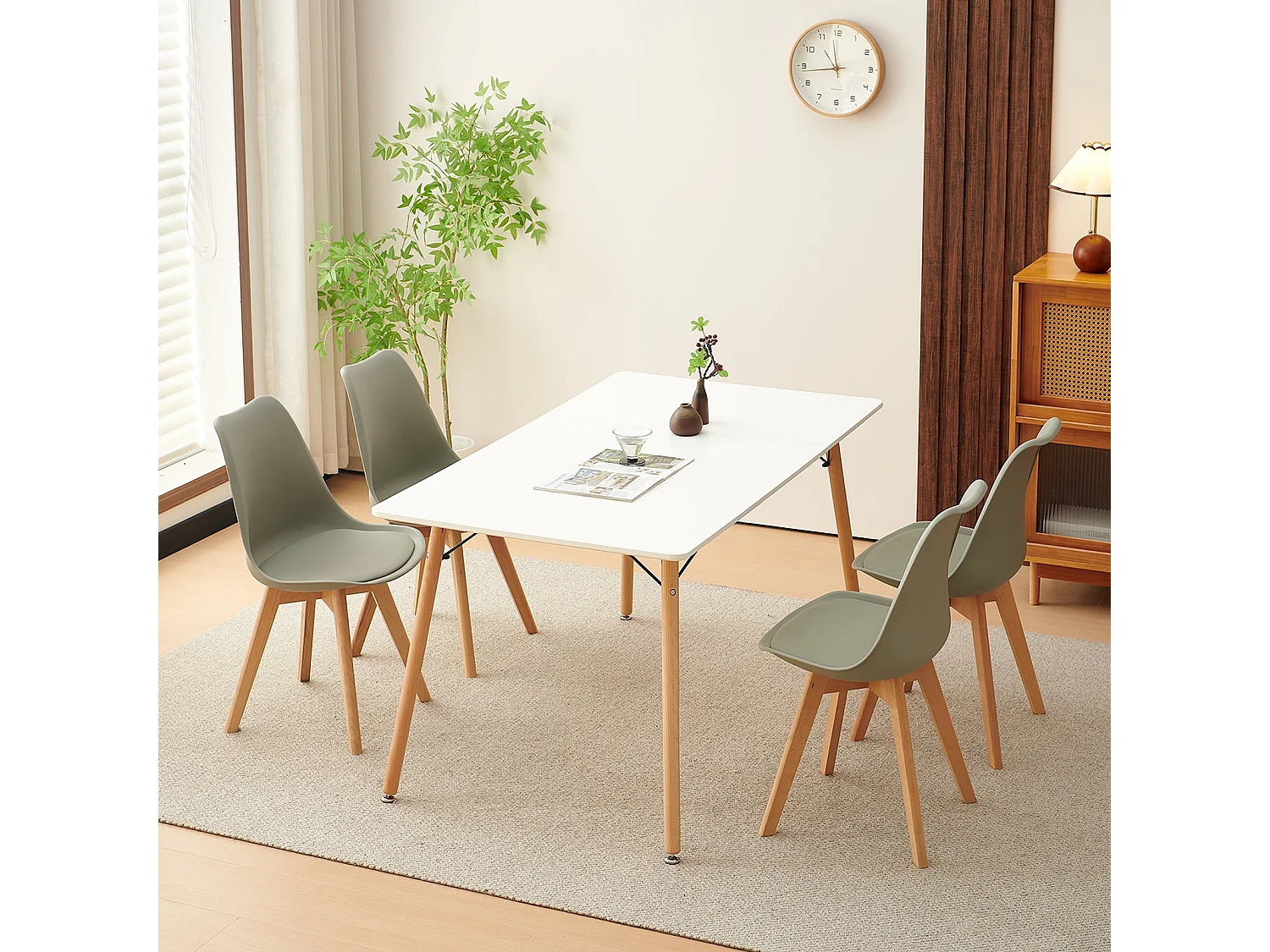 Table à Manger pour 4 à 6 Personnes au Style Moderne, Adaptée à la Cuisine, Manger, Salon et au Bureau, 140x80x73.5 cm--Blanc