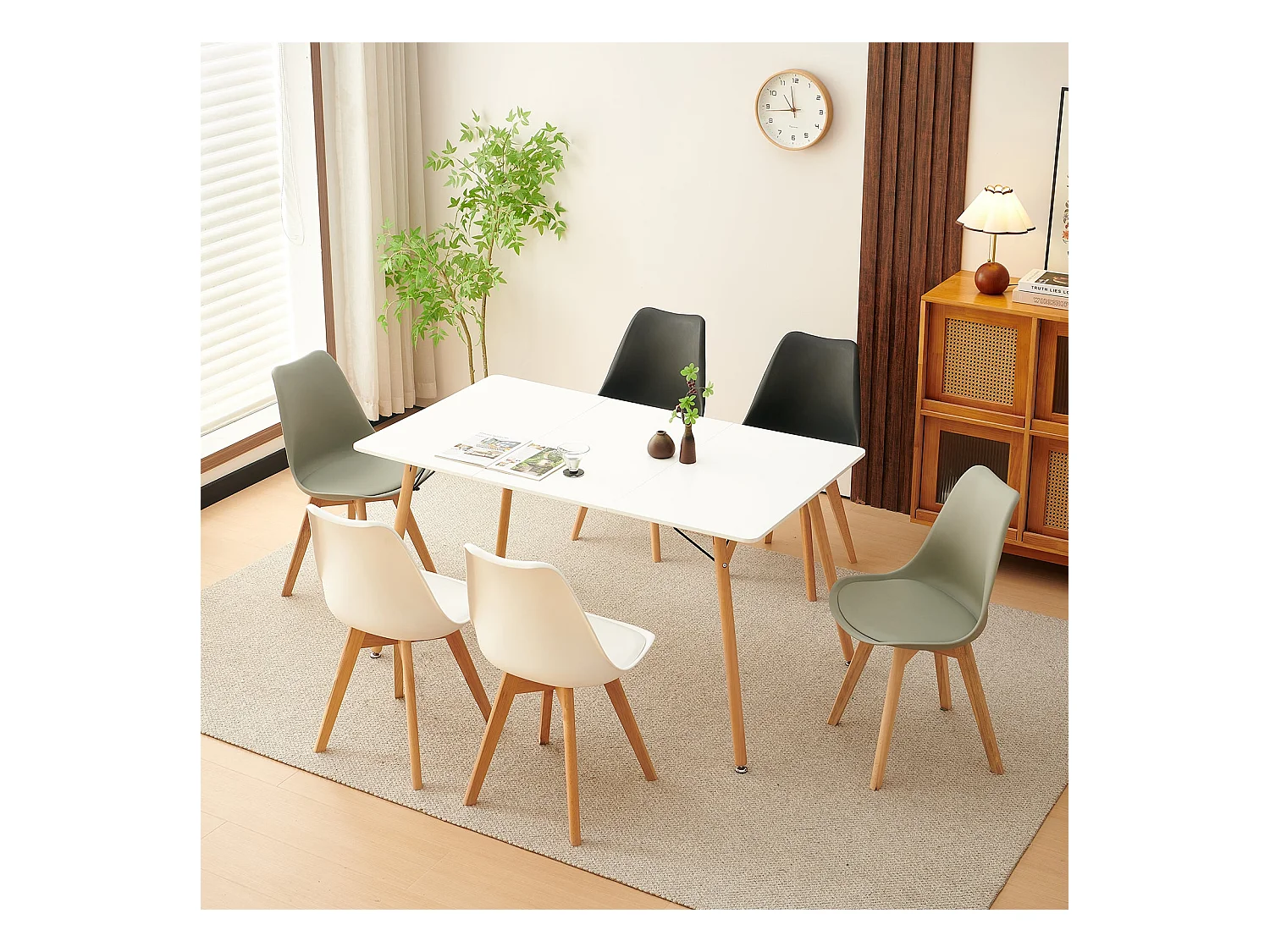 Mesa de Comedor Moderna Escandinava EGGREE Blanco 160x80x73.5 cm