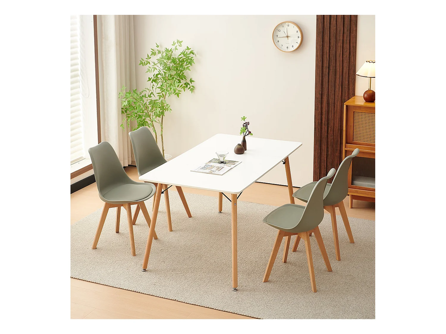 Mesa de Comedor Moderna Escandinava EGGREE Blanco 160x80x73.5 cm