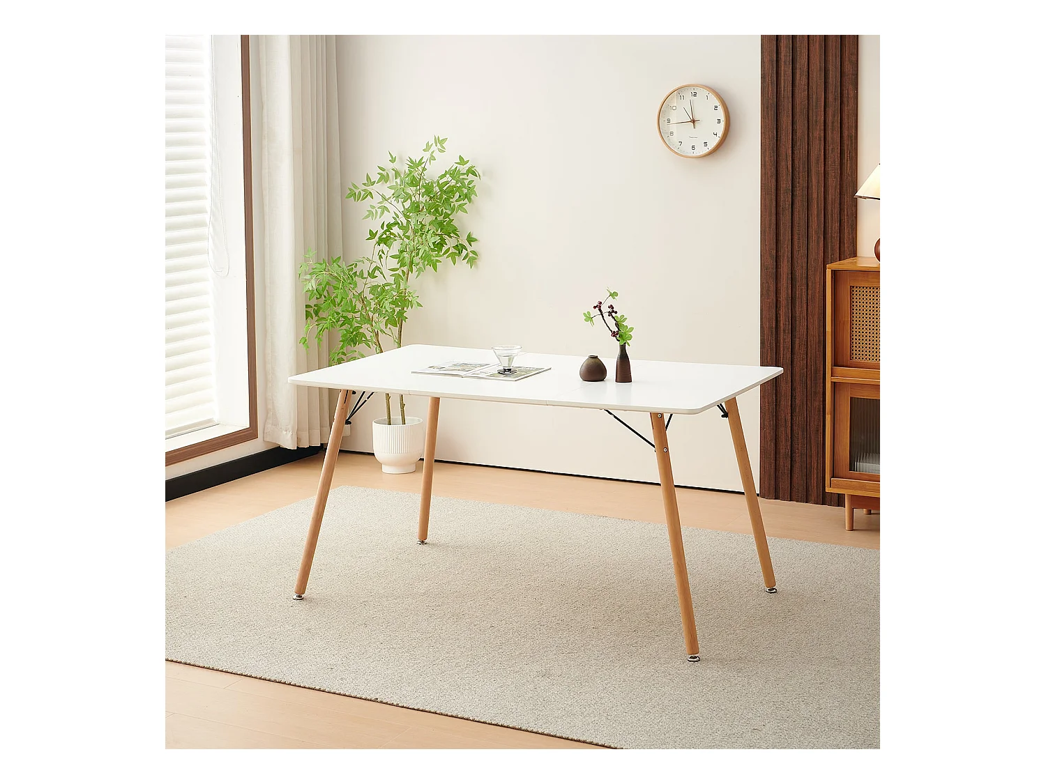 Mesa de Comedor Moderna Escandinava EGGREE Blanco 160x80x73.5 cm
