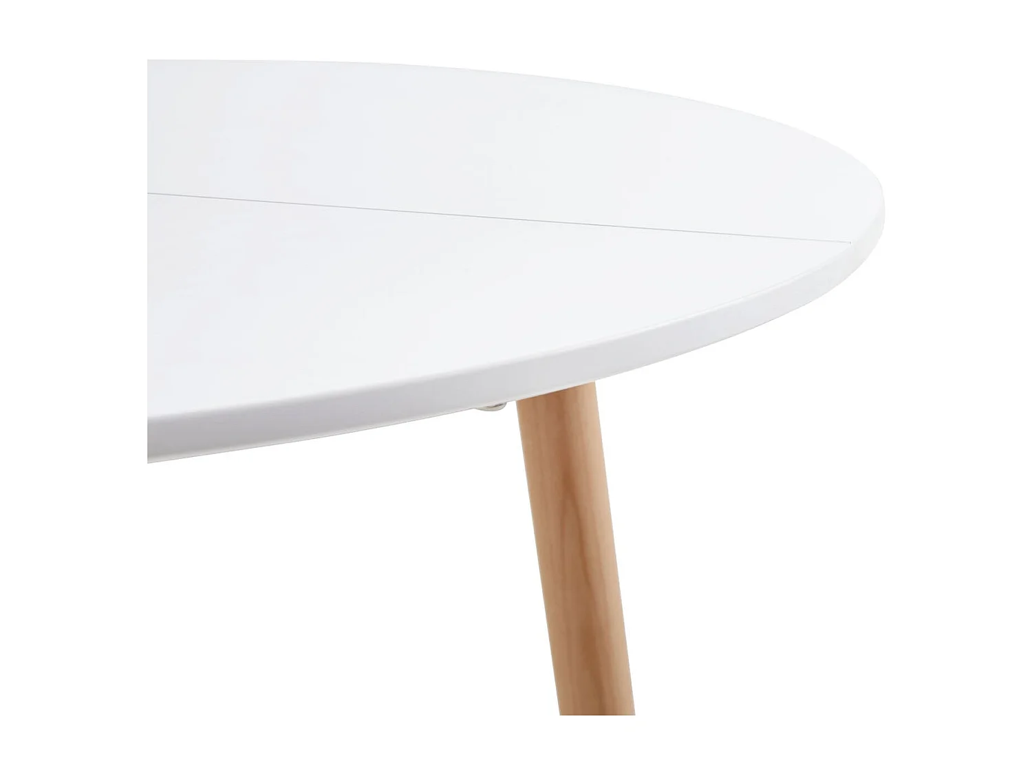 Table à Manger Ronde Moderne Laquée Blanc Mat pour 2 à 4 Personnes - Pieds en Hêtre - 80 x 80 x 73 cm