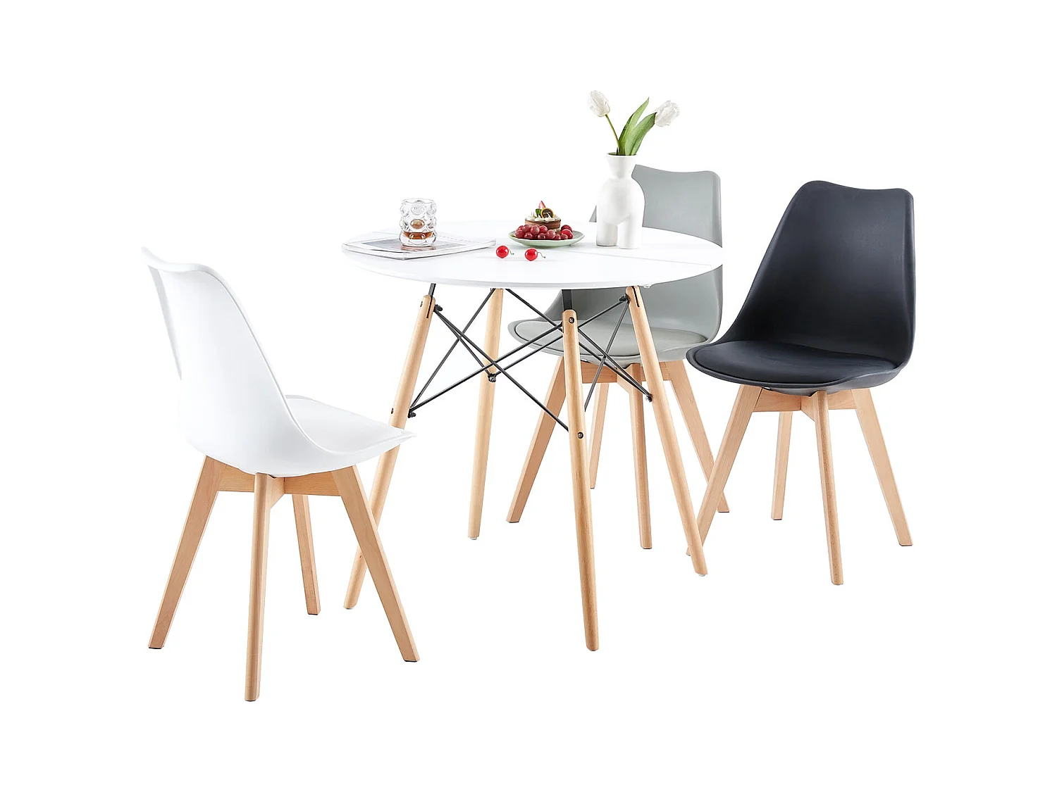 Table à Manger Scandinave Laquée Blanc Mat pour 2 à 4 Personnes - 80 x 80 x 73 cm