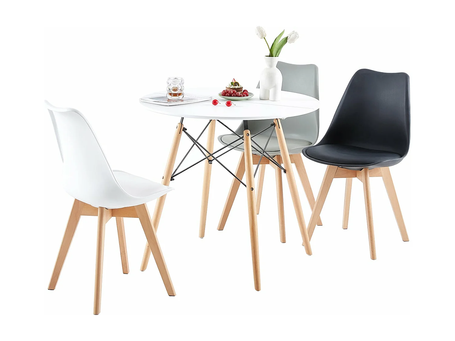 Table à Manger Scandinave Laquée Blanc Mat pour 2 à 4 Personnes - 80 x 80 x 73 cm