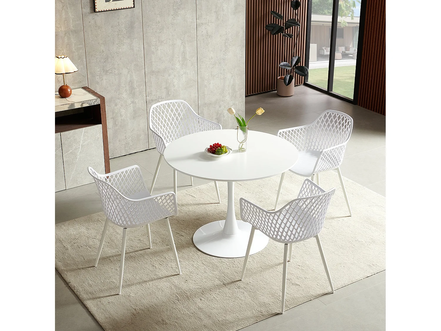 Table à Manger Ronde Moderne, Table de Bar, Convient pour la Cuisine, Salon et Bureau, pour 2 à 4 Personnes, Diamètre 100 cm--Blanc
