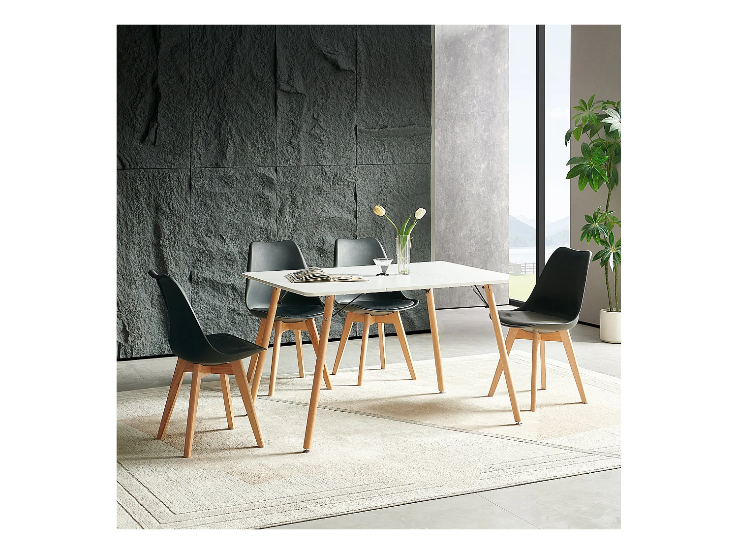 Table à Manger pour 4 à 6 Personnes au Style Moderne, Bureau, Adaptée à la Cuisine, Manger, Salon et au Bureau,120x80x73.5 cm--Blanc