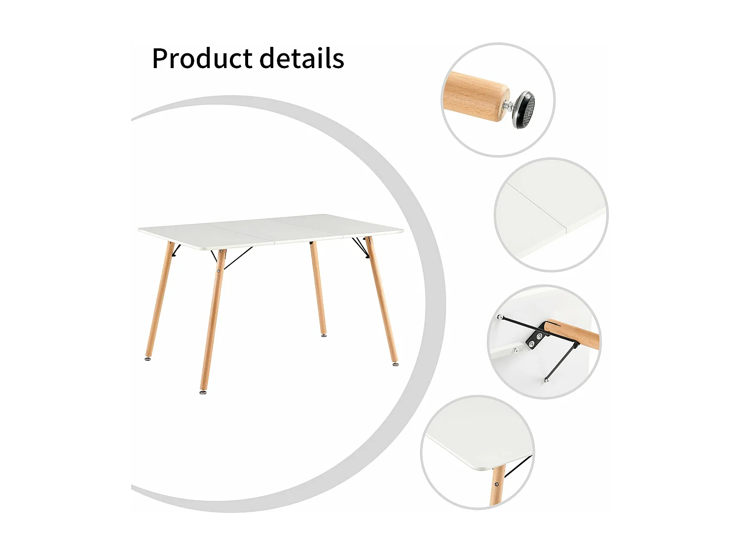 Table à Manger pour 4 à 6 Personnes au Style Moderne, Bureau, Adaptée à la Cuisine, Manger, Salon et au Bureau,120x80x73.5 cm--Blanc