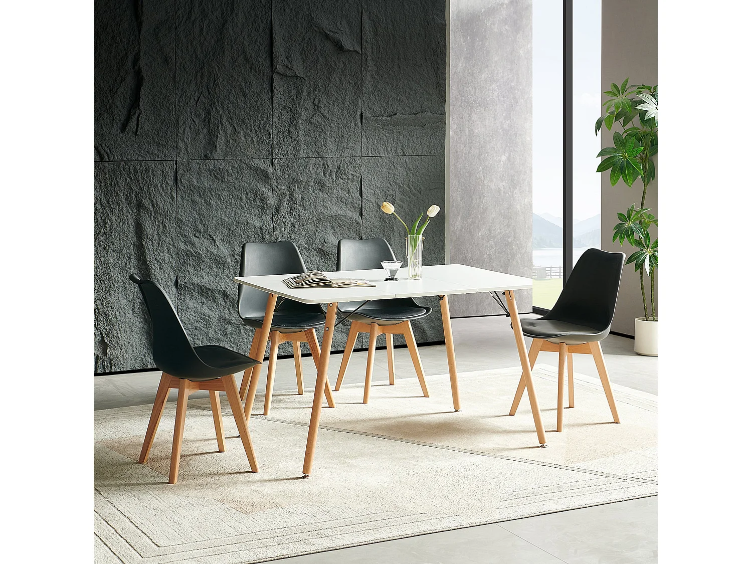Table à Manger pour 4 à 6 Personnes au Style Moderne, Bureau, Adaptée à la Cuisine, Manger, Salon et au Bureau,120x80x73.5 cm--Blanc