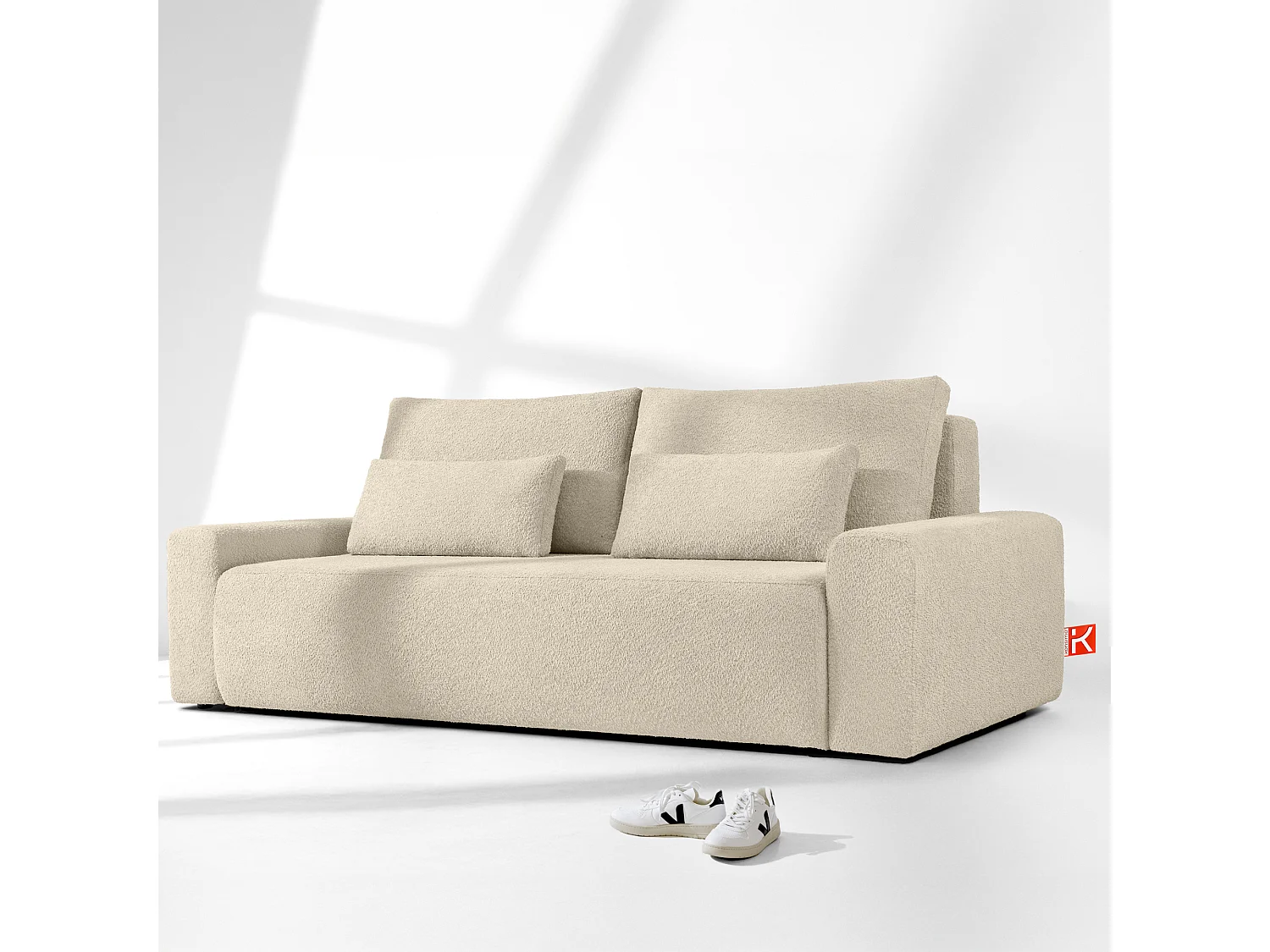 Sofa mit Schlaffunktion - MOLLIS - 3-Sitzer - Ecru