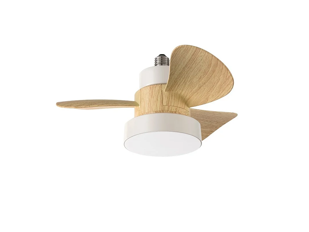 Weißer Deckenventilator Perenz mit 15-W-LED-Licht und ABS-Flügeln, 3 Geschwindigkeiten, geräuschlos, mit Fernbedienung, E27-Anschluss – Durchmesser 36 cm