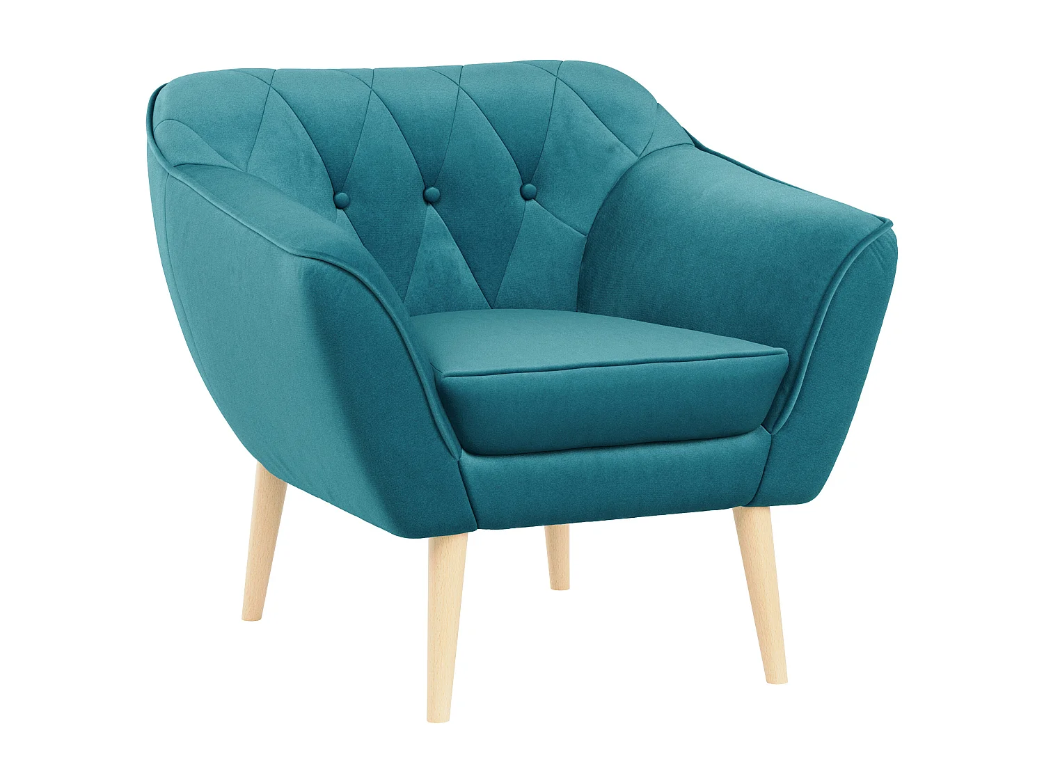 Sessel PIRS - 1-Sitzer, Skandinavisches Design, hoche Holzbeine - Blau Velvet