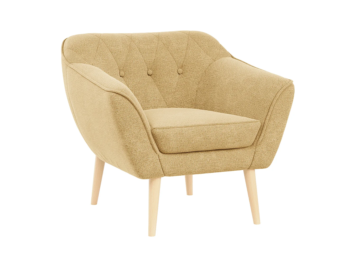 Sessel PIRS - 1-Sitzer, Skandinavisches Design, hoche Holzbeine - Gelb Stukture