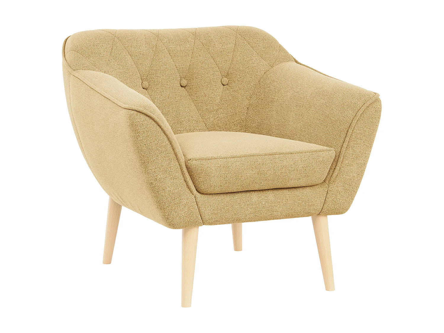 Sessel PIRS - 1-Sitzer, Skandinavisches Design, hoche Holzbeine - Gelb Stukture