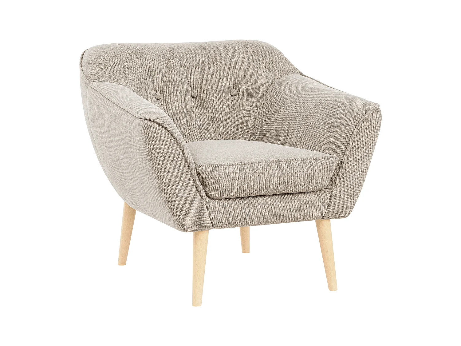 Sessel PIRS - 1-Sitzer, Skandinavisches Design, hoche Holzbeine - Beige Stukture