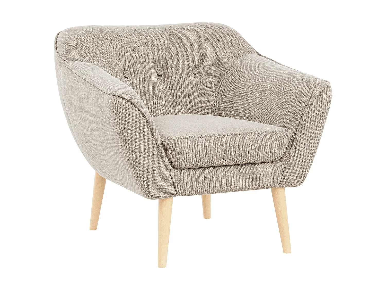 Sessel PIRS - 1-Sitzer, Skandinavisches Design, hoche Holzbeine - Beige Stukture