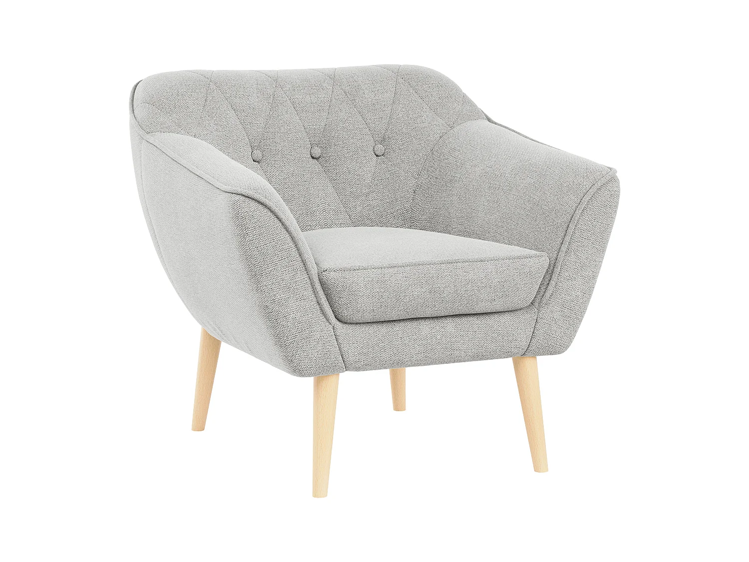 Sessel PIRS - 1-Sitzer, Skandinavisches Design, hoche Holzbeine - Hellgrau Stukture