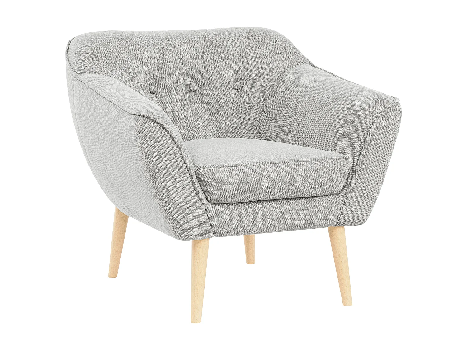 Sessel PIRS - 1-Sitzer, Skandinavisches Design, hoche Holzbeine - Hellgrau Stukture