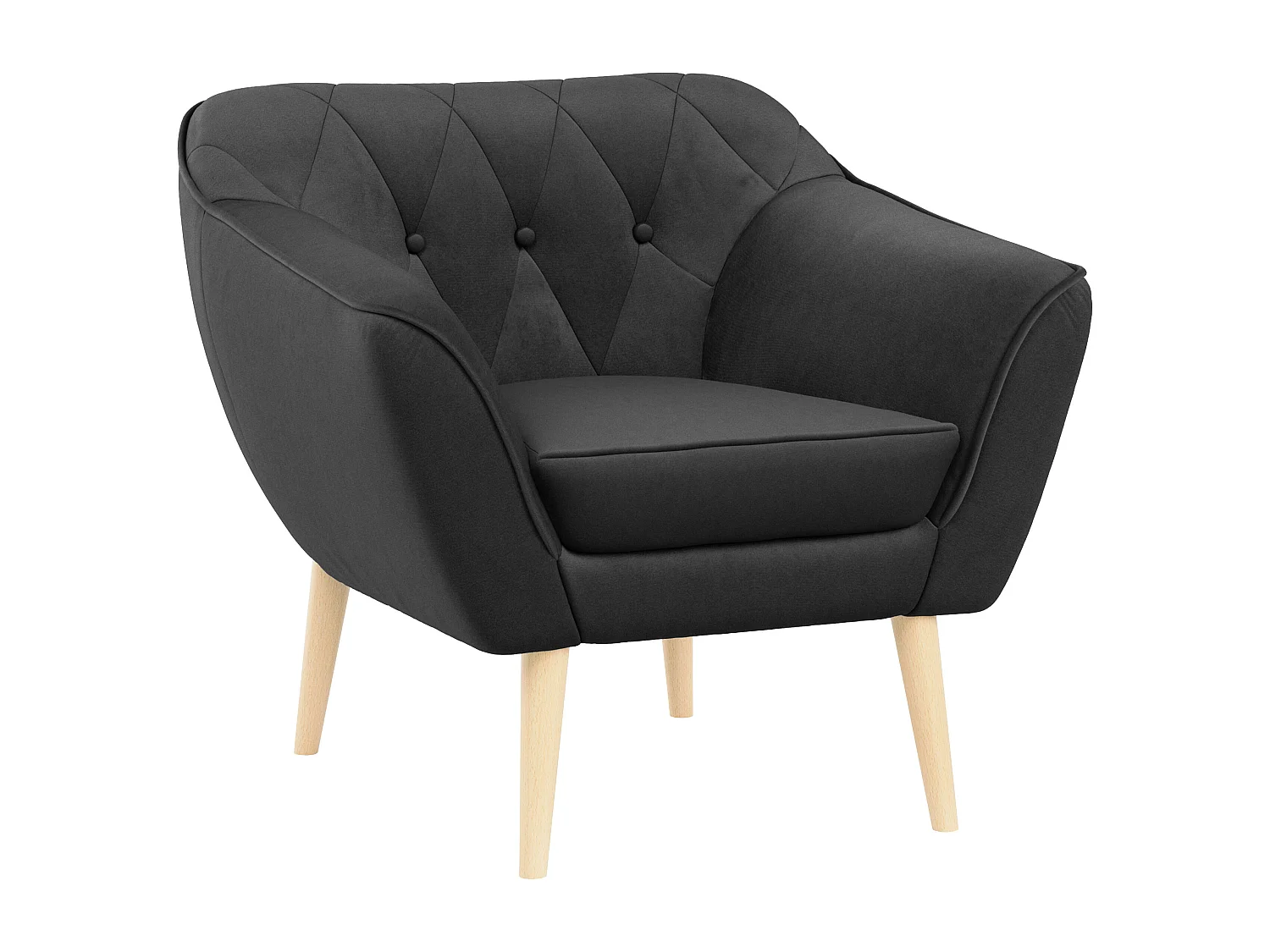 Sessel PIRS - 1-Sitzer, Skandinavisches Design, hoche Holzbeine - Grau Velvet