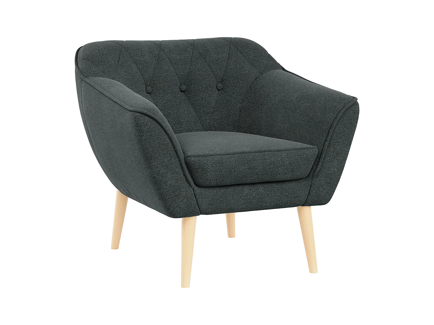 Sessel PIRS - 1-Sitzer, Skandinavisches Design, hoche Holzbeine - Dunkelgrau Stukture