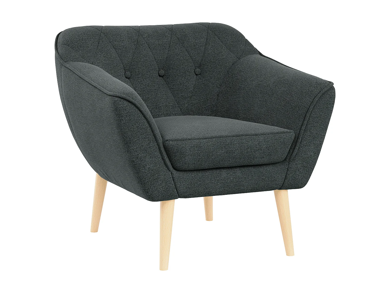 Sessel PIRS - 1-Sitzer, Skandinavisches Design, hoche Holzbeine - Dunkelgrau Stukture