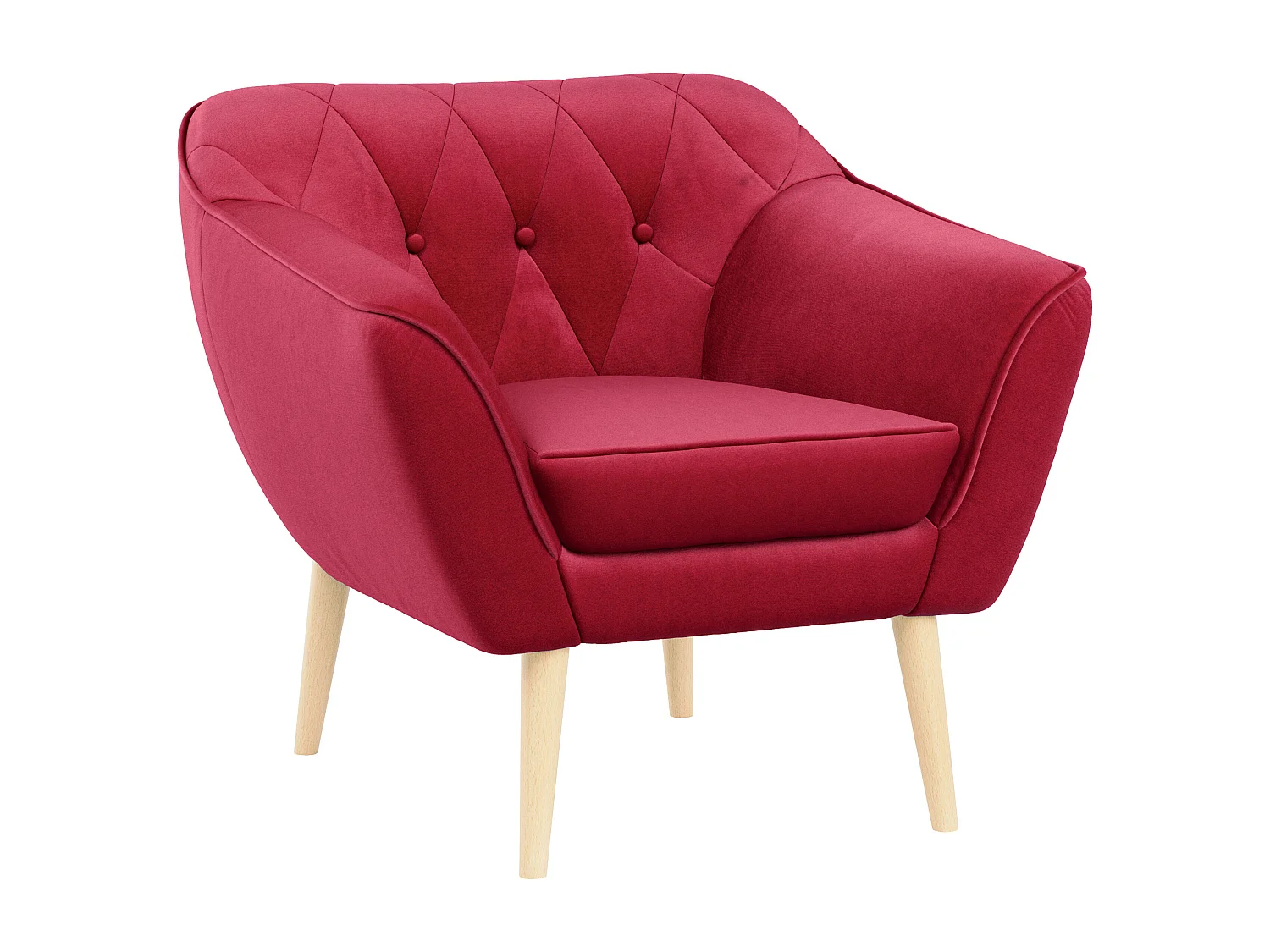 Sessel PIRS - 1-Sitzer, Skandinavisches Design, hoche Holzbeine - Rot Velvet