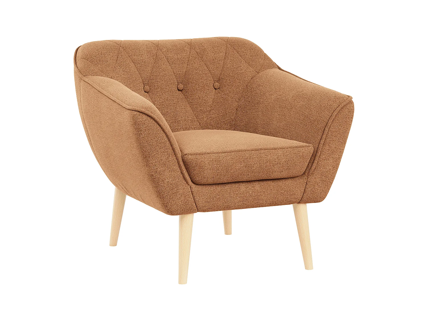 Sessel PIRS - 1-Sitzer, Skandinavisches Design, hoche Holzbeine - Orange Stukture