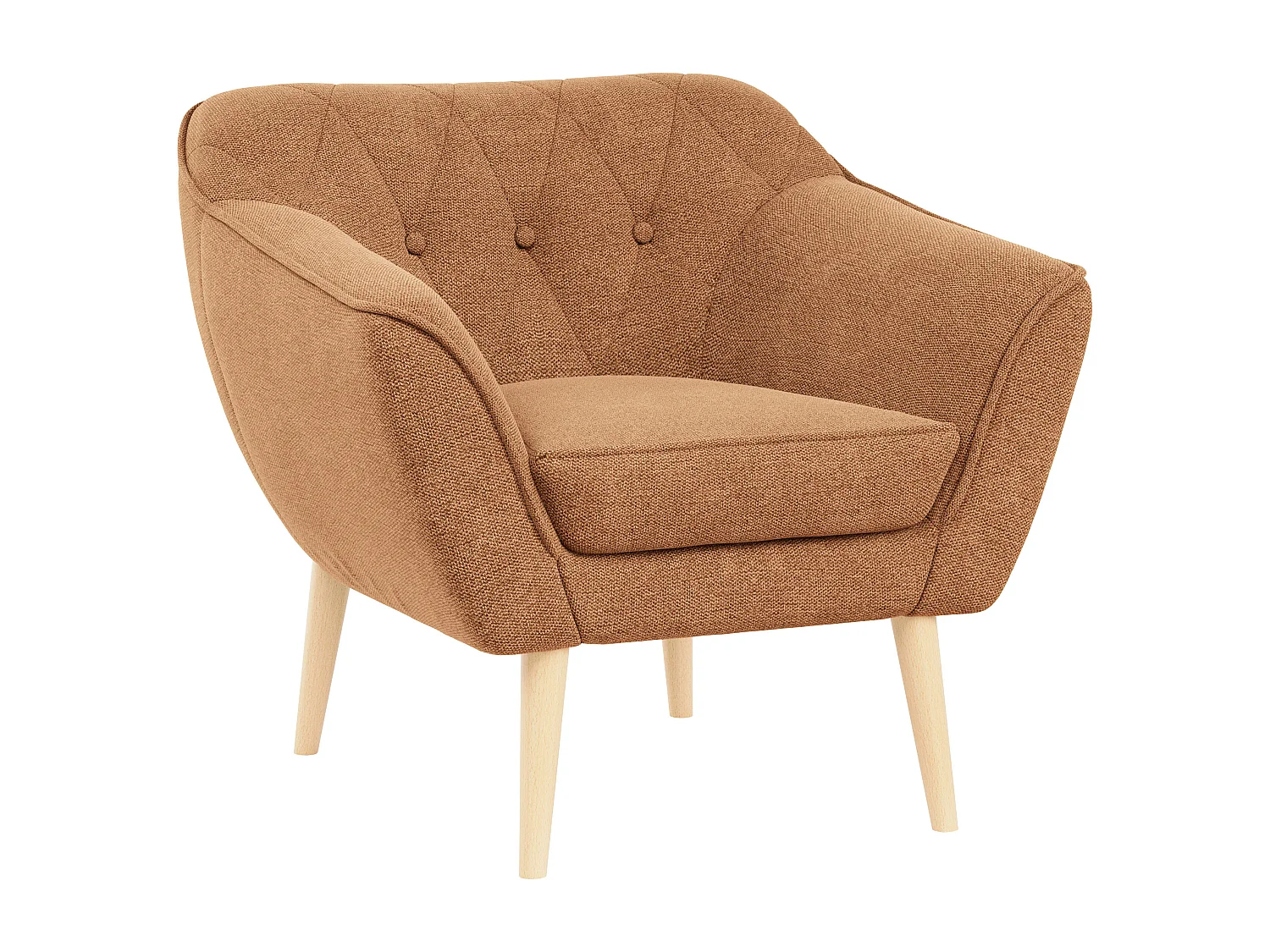 Sessel PIRS - 1-Sitzer, Skandinavisches Design, hoche Holzbeine - Orange Stukture